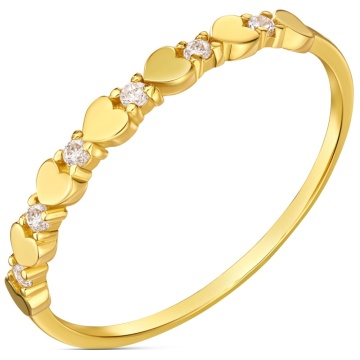 Inel Aur 14k cu Inimioare si Zirconii Cubice - Img 5