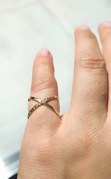 Inel Aur 14k cu Model 'X' Ajurat - Img 2
