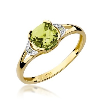 Inel Aur 14K cu Peridot 1.00 ct si Diamante Naturale 0.01 ct