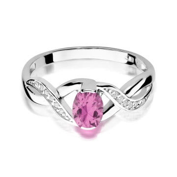 Inel Aur 14K cu Pink Sapphire 0.45 ct si Diamante Naturale 0.05 ct - Img 10