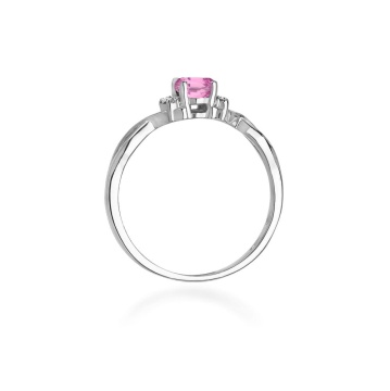 Inel Aur 14K cu Pink Sapphire 0.45 ct si Diamante Naturale 0.05 ct - Img 7