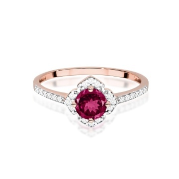 Inel Aur 14K cu Rhodolite 0.60 ct si Diamante Naturale 0.13 ct - Img 10