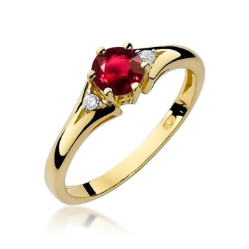 Inel Aur 14K cu Rubin 0.60 ct si Diamante Naturale 0.03 ct
