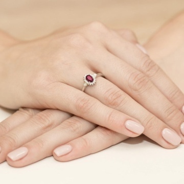 Inel Aur 14K cu Rubin 0.60 ct si Diamante Naturale 0.10 ct - Img 4