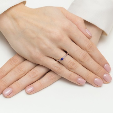 Inel Aur 14K cu Safir 0.30 ct si Diamante Naturale 0.03 ct - Img 8