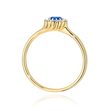 Inel Aur 14K cu Safir 0.50 ct si Diamante Naturale 0.10 ct - Img 3