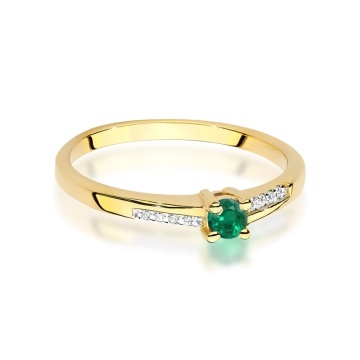 Inel Aur 14K cu Smarald 0.15 ct si Diamante Naturale 0.04 ct - Img 2