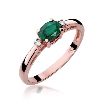 Inel Aur 14K cu Smarald 0.40 ct si Diamante Naturale 0.03 ct - Img 5
