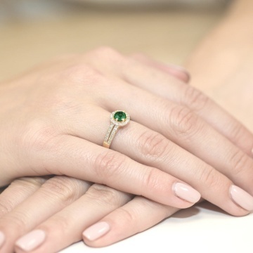 Inel Aur 14K cu Smarald 0.50 ct si Diamante Naturale 0.20 ct - Img 4