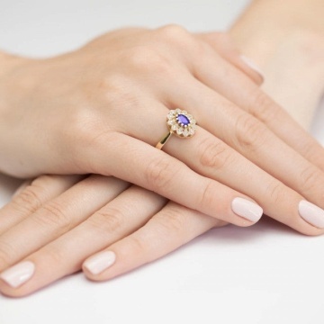 Inel Aur 14K cu Tanzanit 0.40 ct si Diamante Naturale 0.10 ct - Img 4