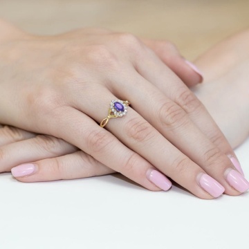 Inel Aur 14K cu Tanzanit 0.40 ct si Diamante Naturale 0.12 ct - Img 4