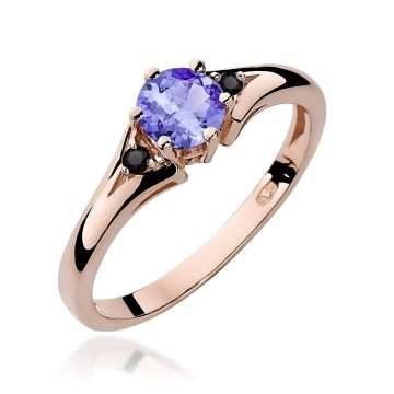 Inel Aur 14K cu Tanzanit 0.50 ct si Diamante Naturale Negre 0.03 ct - Img 7