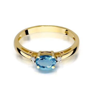 Inel Aur 14K cu Topaz London Blue 0.50 ct si Diamante Naturale 0.03 ct - Img 2