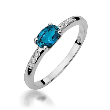 Inel Aur 14K cu Topaz London Blue 0.50 ct si Diamante Naturale 0.03 ct - Img 9