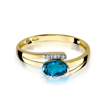 Inel Aur 14K cu Topaz London Blue 0.50 ct si Diamante Naturale 0.05 ct - Img 2