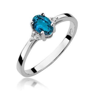 Inel Aur 14K cu Topaz London Blue 0.50 ct si Diamante Naturale 0.05 ct - Img 7
