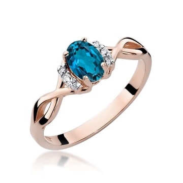 Inel Aur 14K cu Topaz London Blue 0.50 ct si Diamante Naturale 0.05 ct - Img 8