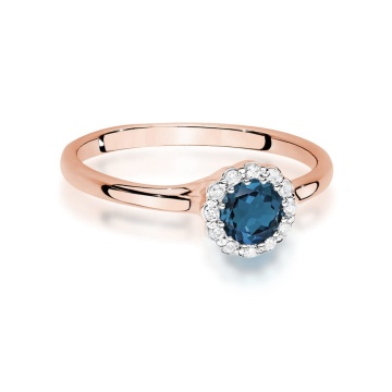 Inel Aur 14K cu Topaz London Blue 0.50 ct si Diamante Naturale 0.10 ct - Img 6