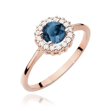 Inel Aur 14K cu Topaz London Blue 0.50 ct si Diamante Naturale 0.14 ct - Img 7