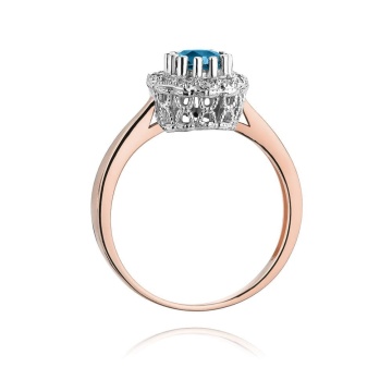 Inel Aur 14K cu Topaz London Blue 0.50 ct si Diamante Naturale 0.17 ct - Img 6