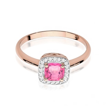 Inel Aur 14K cu Topaz Roz 0.65 ct si Diamante Naturale 0.10 ct - Img 6
