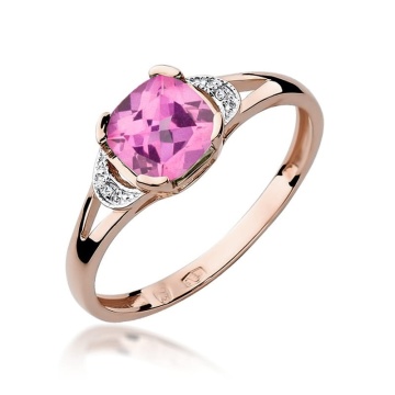 Inel Aur 14K cu Topaz Roz 1.10 ct si Diamante Naturale 0.01 ct - Img 4