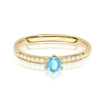 Inel Aur 14K cu Topaz Swiss 0.15 ct si Diamante Naturale 0.07 ct - Img 2