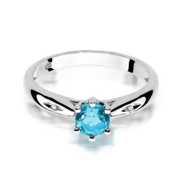 Inel Aur 14K cu Topaz Swiss 0.50 ct si Diamante Naturale 0.01 ct - Img 6