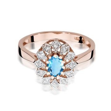Inel Aur 14K cu Topaz Swiss 0.50 ct si Diamante Naturale 0.10 ct - Img 5