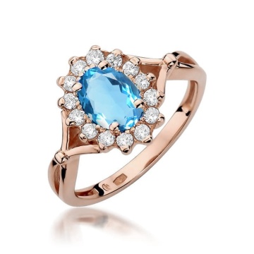 Inel Aur 14K cu Topaz Swiss 0.50 ct si Diamante Naturale 0.12 ct - Img 9