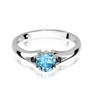 Inel Aur 14K cu Topaz Swiss 0.50 ct si Diamante Naturale Negre 0.03 ct - Img 5