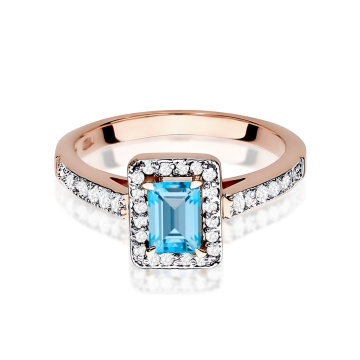 Inel Aur 14K cu Topaz Swiss 0.65 ct si Diamante Naturale 0.22 ct - Img 6