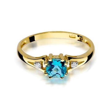 Inel Aur 14K cu Topaz Swiss 0.70 ct si Diamante Naturale 0.03 ct - Img 2