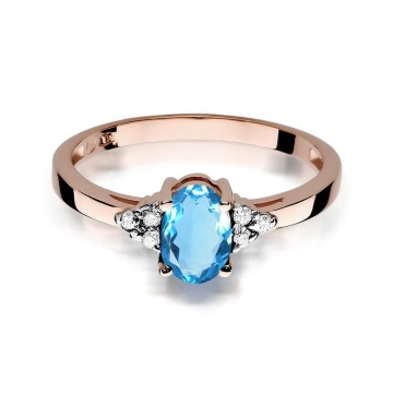 Inel Aur 14K cu Topaz Swiss 0.90 ct si Diamante Naturale 0.05 ct - Img 2