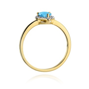 Inel Aur 14K cu Topaz Swiss 0.90 ct si Diamante Naturale 0.10 ct - Img 3