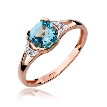 Inel Aur 14K cu Topaz Swiss 1.10 ct si Diamante Naturale 0.01 ct - Img 8
