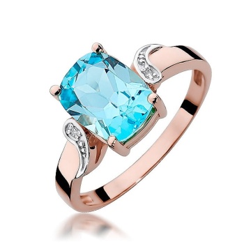 Inel Aur 14K cu Topaz Swiss 2.40 ct si Diamante Naturale 0.01 ct - Img 8