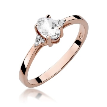 Inel Aur 14K cu White Sapphire 0.50 ct si Diamante Naturale 0.05 ct - Img 7