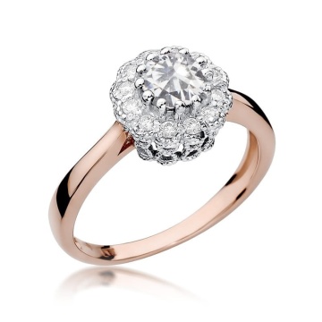 Inel Aur 14K cu White Sapphire 0.60 ct si Diamante Naturale 0.17 ct - Img 5