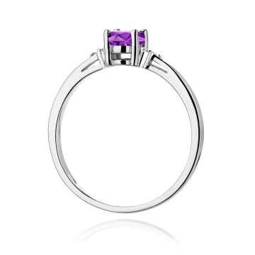Inel Aur 9K cu Ametist 0.40 ct si Diamante Naturale 0.05 ct - Img 6
