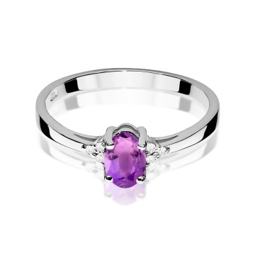 Inel Aur 9K cu Ametist 0.40 ct si Diamante Naturale 0.05 ct - Img 8