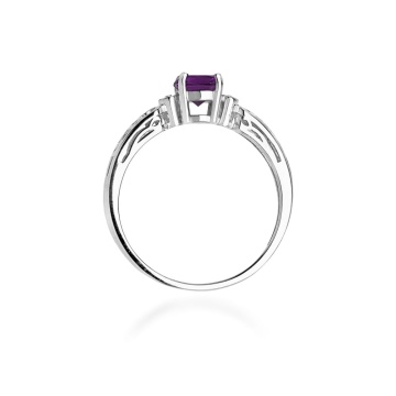 Inel Aur 9K cu Ametist 0.50 ct si Diamante Naturale 0.02 ct - Img 6
