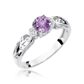 Inel Aur 9K cu Ametist 0.50 ct si Diamante Naturale 0.02 ct - Img 8