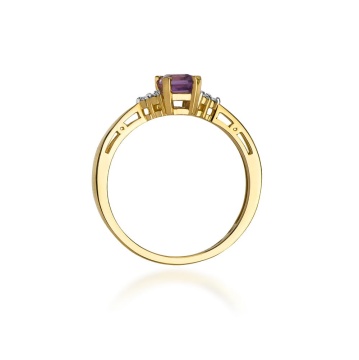 Inel Aur 9K cu Ametist 0.50 ct si Diamante Naturale 0.03 ct - Img 3