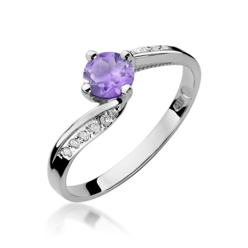 Inel Aur 9K cu Ametist 0.50 ct si Diamante Naturale 0.05 ct - Img 4