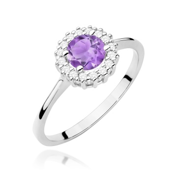 Inel Aur 9K cu Ametist 0.50 ct si Diamante Naturale 0.14 ct - Img 4