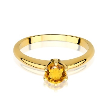 Inel Aur 9K cu Citrin 0.50 ct si Diamante Naturale 0.04 ct - Img 2