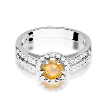 Inel Aur 9K cu Citrin 0.50 ct si Diamante Naturale 0.20 ct - Img 6