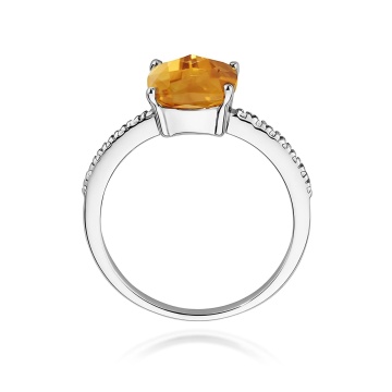 Inel Aur 9K cu Citrin 2.00 ct si Diamante Naturale 0.07 ct - Img 6