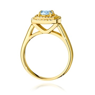Inel Aur 9K cu Diamante Albastre de Laborator 0.78 ct - Img 3